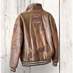 Vintage Leather Super Bowl All Stars Jacket XL NY skyline Fox Football Bare Fox